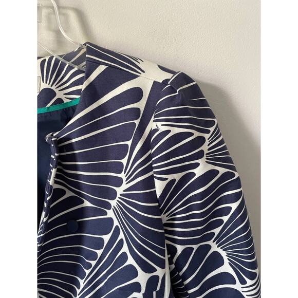 J. Crew Open Front Blazer Blue Cream Size 4 - Picture 3 of 7